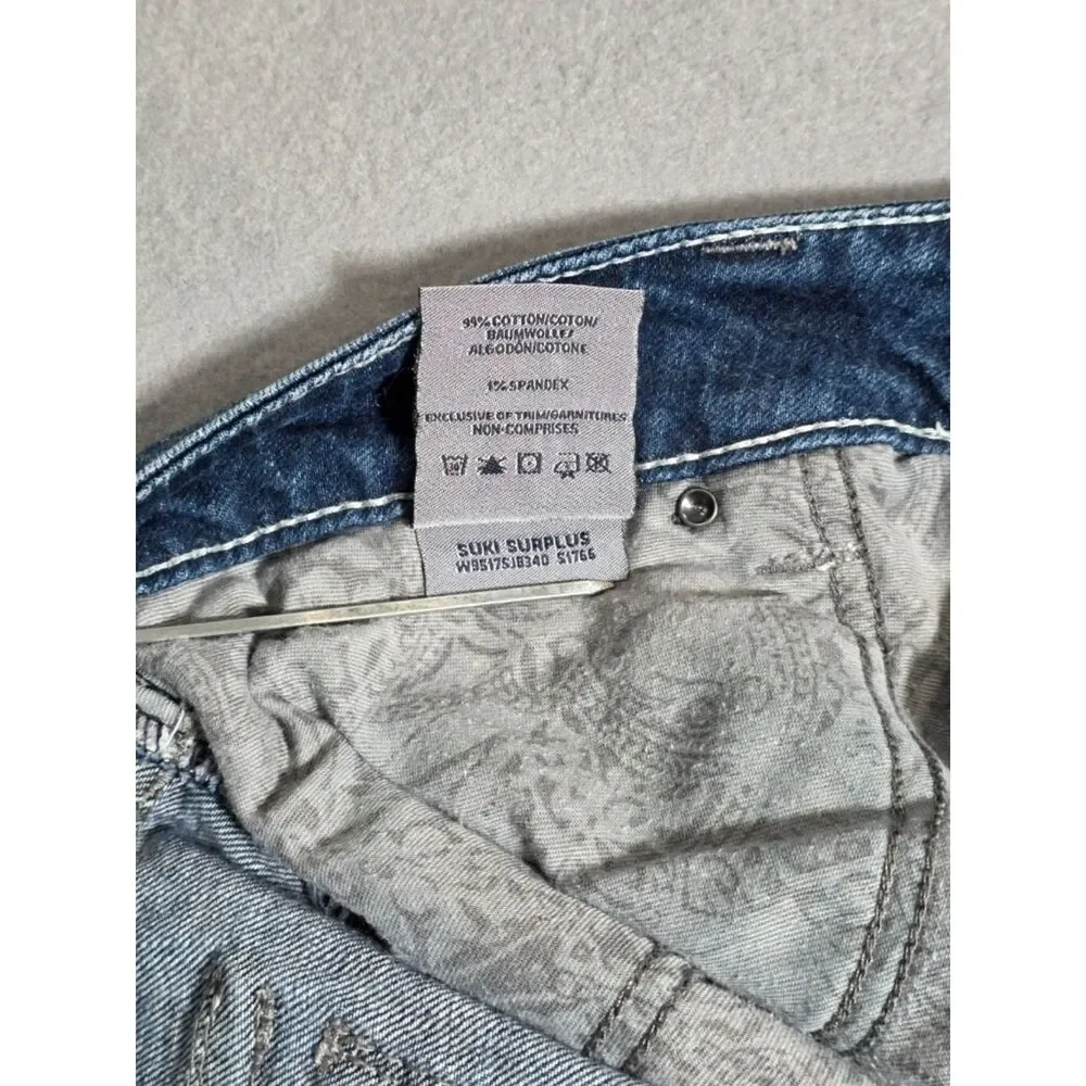 Silver Jeans Co Womens 14 32 Suki Surplus Bootcut Distressed Sequin Jeans